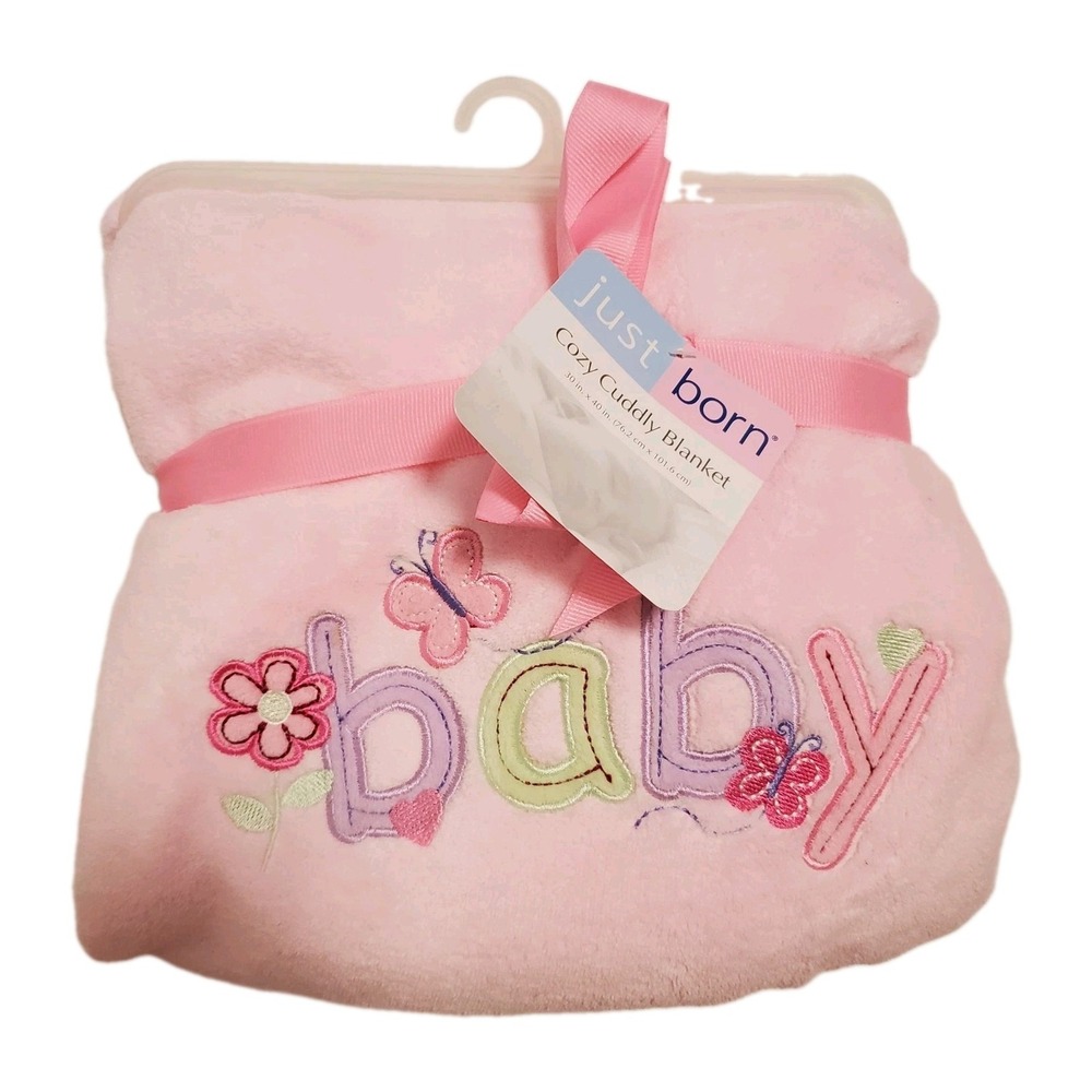 Just Born Pink BABY Blue Flower Purple Butterfly Blanket Fleece With Tags